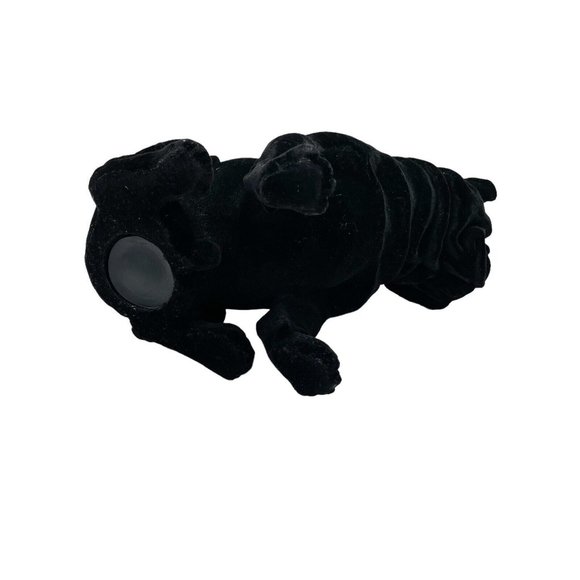 Vintage Flocked Black Pug Dog Coin Piggy Bank With Plug- Fuzzy - Picture 6 of 10